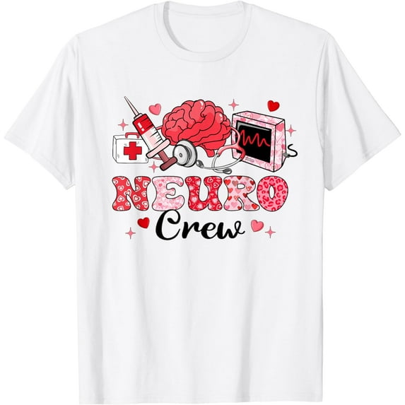 Neuro Crew Stethoscope Leopard Neuro Nurse Valentine's Day T-Shirt