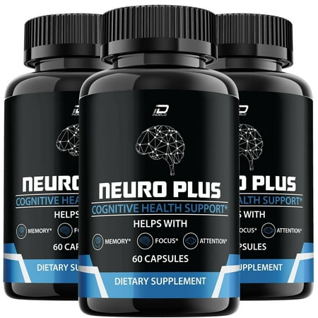 Neuro Plus Brain Supplement - NeuroPlus for Memory, Focus, Attention Formula, 3 Pack, 180 Capsules