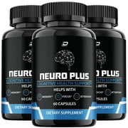 Neuro Plus Brain Supplement - NeuroPlus for Memory, Focus, Attention Formula, 3 Pack, 180 Capsules