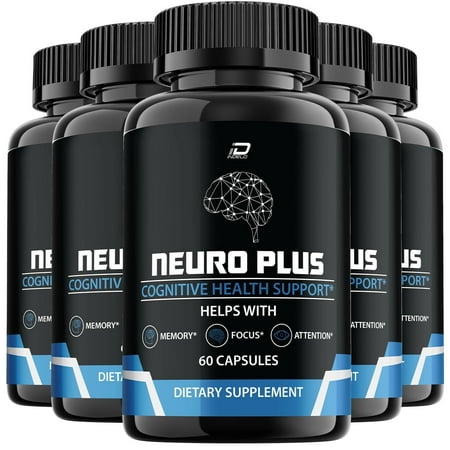 Neuro Plus Brain Supplement - NeuroPlus for Memory, Focus, Attention Formula, 5 Pack, 300 Capsules
