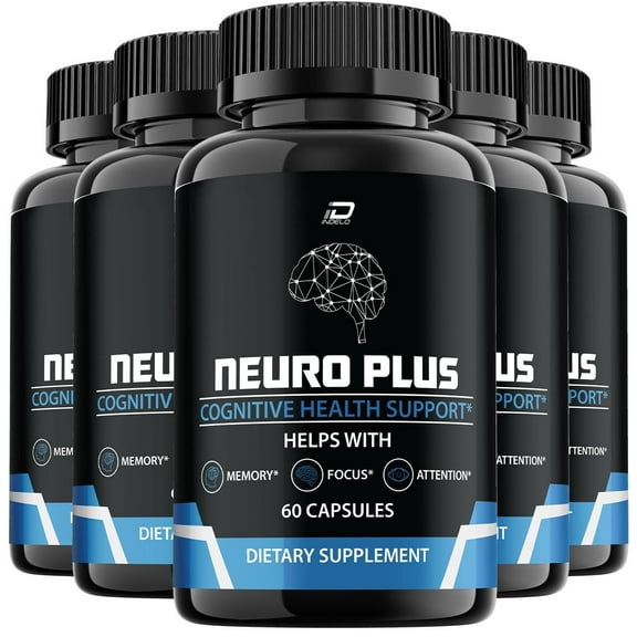 Neuro Plus Brain Supplement - NeuroPlus for Memory, Focus, Attention Formula, 5 Pack, 300 Capsules