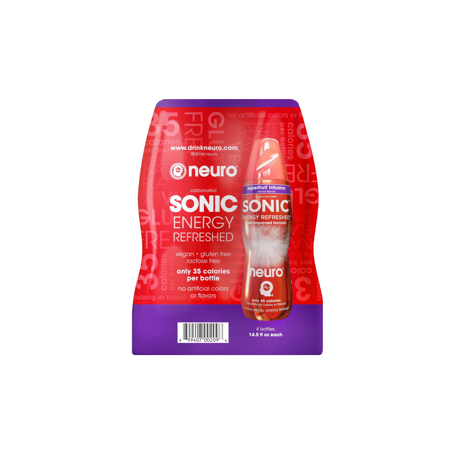 Neuro Sonic Energy Refreshed Super Fruit Drink, 14.5 Fl. Oz., 4 Count