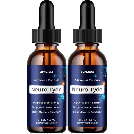Neuro Tyde Liquid Drops – NeuroTyde Natural Blend Memory Focus Brain Support Supplement, 2 Pack, 2 Month Supply