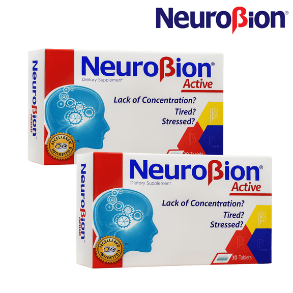 NeuroBion Active B-Complex Vitamin Supplement with B1 B6 B12, 30 Tablets Each, 2 Pack Combo