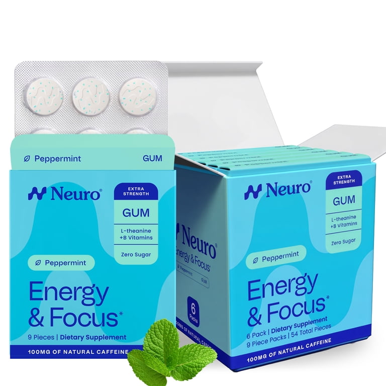 NeuroGum, Nootropic Energy & Focus Gum, 6 Pack, Extra Strength