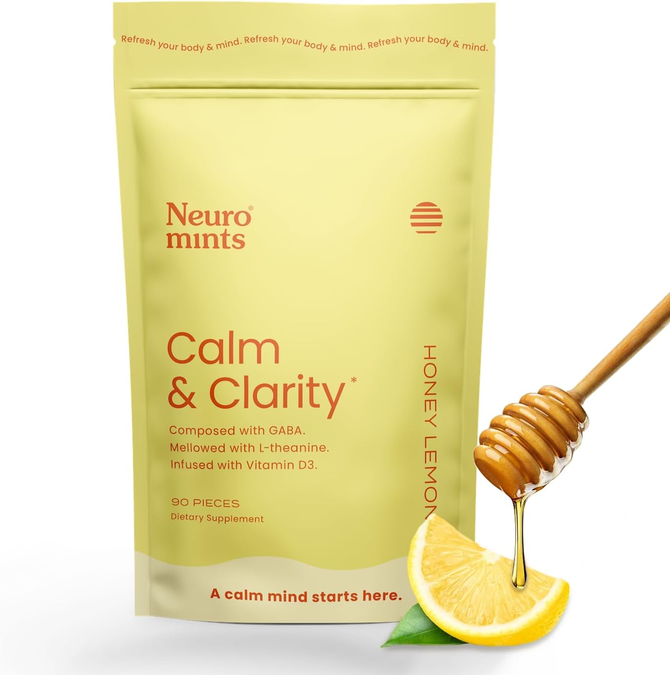 NeuroMints Honey Lemon GABA Calm Mints with Vitamin D3 and L Theanine