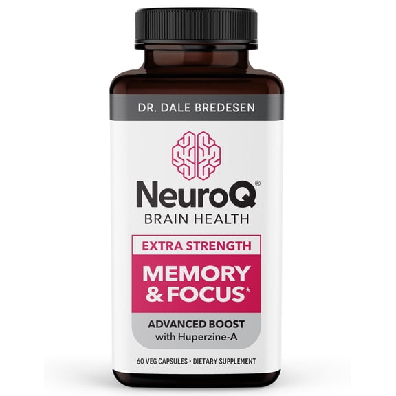 NeuroQ Memory & Focus Extra Strength - Boosts Cognitive Performance & Brain Function - Supports Neuroprotection & Concentration - Huperzine A, Gotu Kola, Ginkgo, Coffee Fruit & Propolis - 60 Capsules