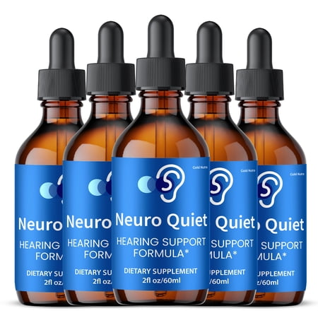 NeuroQuiet Liquid Supplement, Hearing and Ear Health, Neuro Quiet Drops, All Natural Formula 60 mL (5 Pack)
