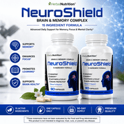 NeuroShield Advanced Memory Formula, Brian Boosting Ingredients, Bacopa, Huperzine-A & More Two Bottles