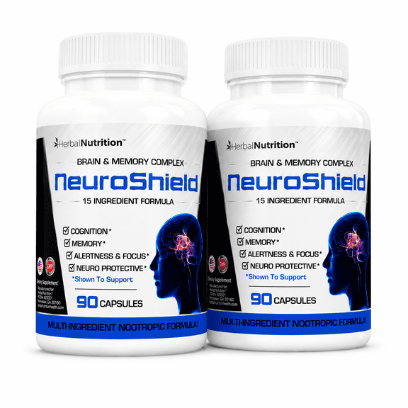 NeuroShield Advanced Memory Formula, Brian Boosting Ingredients, Bacopa, Huperzine-A & More Two Bottles
