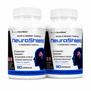 NeuroShield Advanced Memory Formula, Brian Boosting Ingredients, Bacopa, Huperzine-A & More Two Bottles