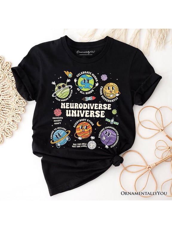 Neurodiverse Universe Autism Space T-Shirt, Colorful Autism Awareness Education Tee