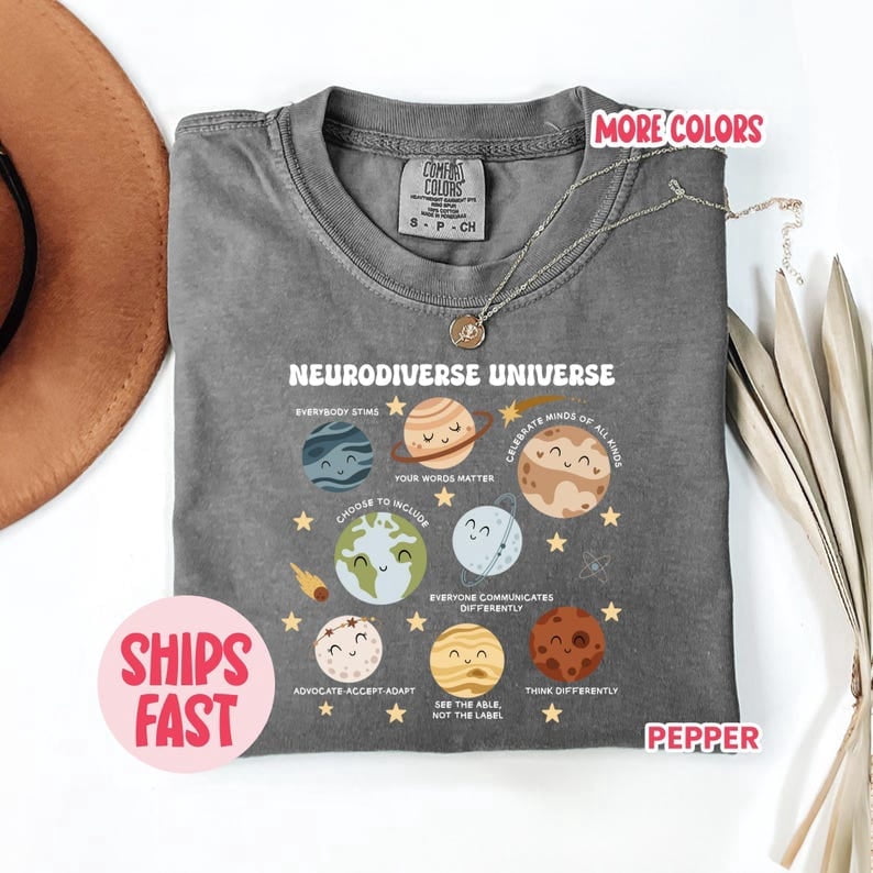 Neurodiverse Universe Comfort Colors Shirt, Autism Awareness Tee, SPED Teacher Inclusion Gift, Space Neurodiversity Shirt, Autism Shirt
