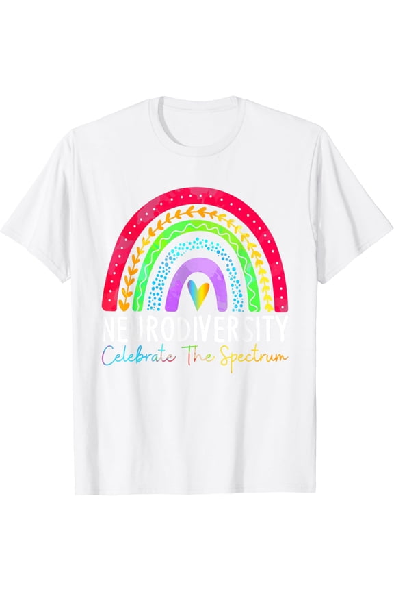 Neurodiversity Autism Spectrum ASD ADHD Rainbow Boho T-Shirt