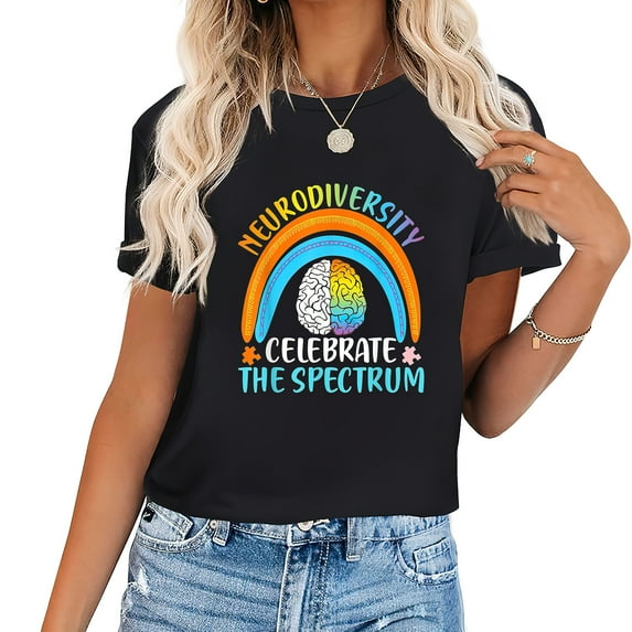 Neurodiversity - Autism Spectrum ASD ADHD Rainbow Brain T-Shirt