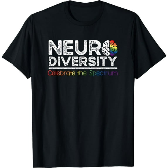 Neurodiversity Celebrate Mental Health ADHD Autism Awareness T-Shirt Black 2X-Large