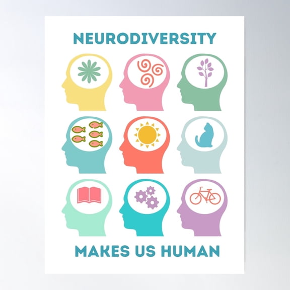 Neurodiversity Makes Us Human Poster Wall Art, Modern Wall Decor For Living Room Bedroom, 24x36 UNFRAMED