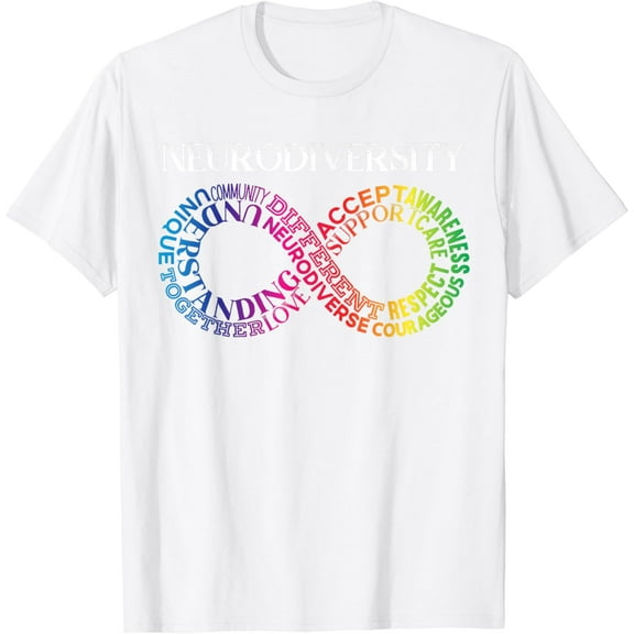 Neurodiversity Neurodivergent Rainbow Infinity ADHD ASD T-Shirt100% cotton