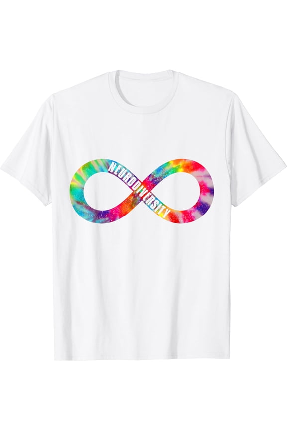 Neurodiversity Tie Dye Infinity Sign Autism Awareness Month T-Shirt100% pure cotton white short-sleeved T-shirts for men and women