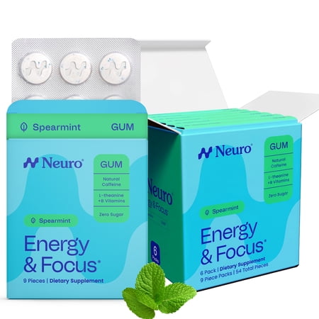 Neuro Energy & Focus Spearmint Gum 6 - 9 Pieces Packs
