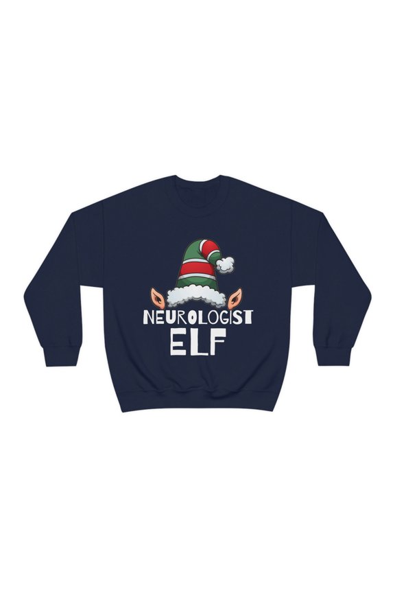 Neurologist Elf Unisex Sweatshirt, S-2XL Christmas Medical School Elves
