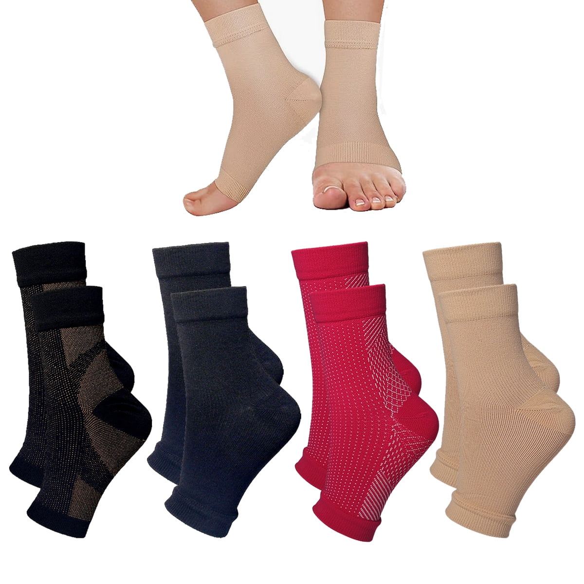Neuropathy Socks for Women and Men, 4Pairs Soothe Relief Compression