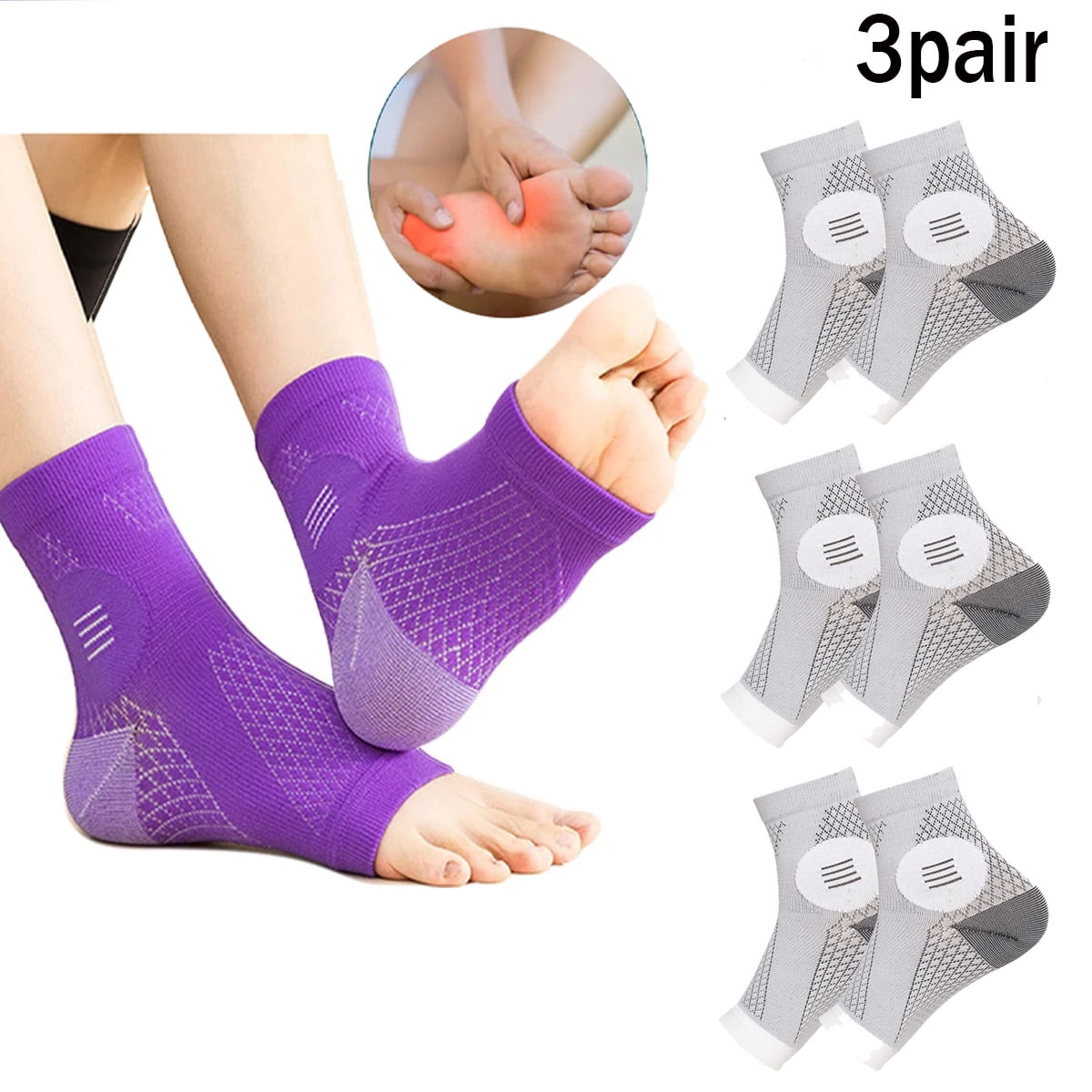 Neuropathy Socks for Women Men,3Pair Soothe Compression Socks for