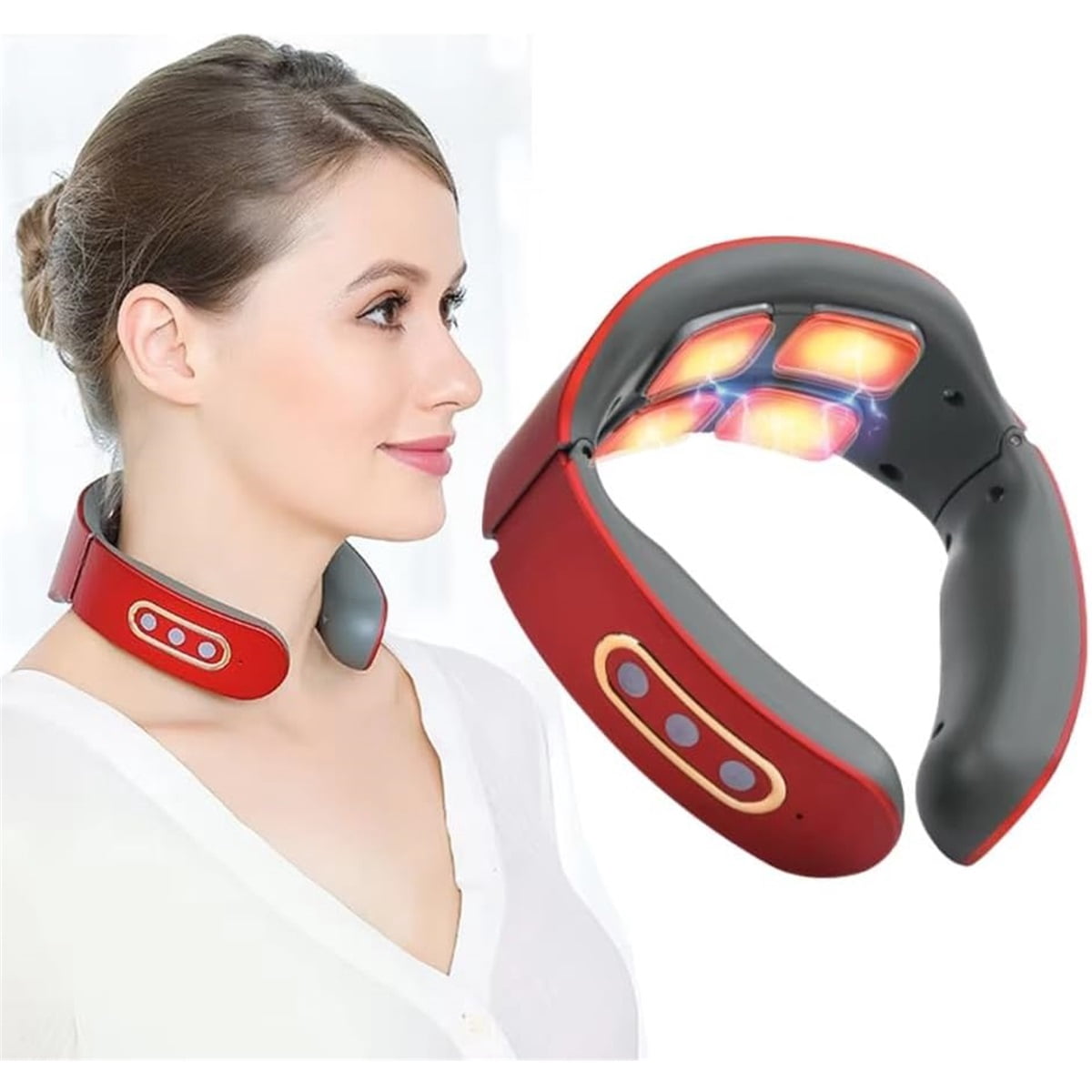 Neuropro Heated Neck Massager for Neuropathy, Triple Neck Relief Massager with 6 Vibration Modes & 9 Strength Levels, Electric Neck Wrap for Pain Relief,RD