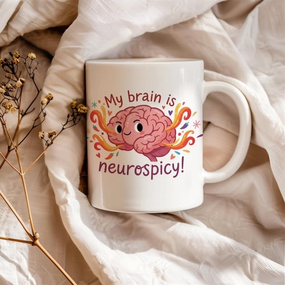 Neurospicy Mug, Funny ADHD Gift, Awareness Cup, Cute Brain Art, Neurodrgent Gift, tal Health Mug, Dopamine Dr.