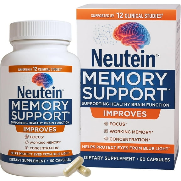 Neutein Natural Memory Support Supplement PhD Formulated Cognitive Support Plant Based 60 Capsules