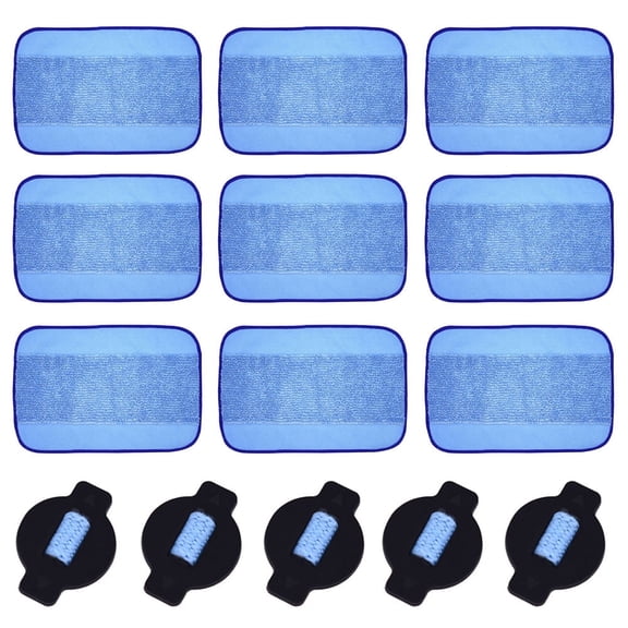 Neutop Wet Mirofiber Mopping Cloth Wick Cap Kit Replacement for iRobot Braava 300 Series 380, 380T, 390, 390T Robot Mops with 9 Mops 5 Wick Caps.