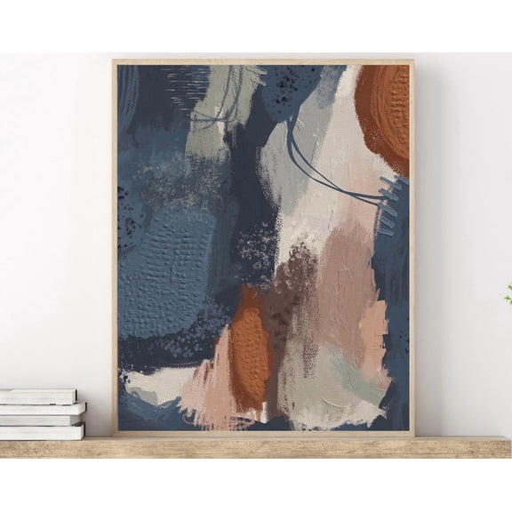 Neutral Abstract Art Painting Abstract Wall Art, Navy Blue Rust Terracotta Orange Art Print, Neutral Wall Art, Living Room Art Wall Art, Modern Wall Decor, 24x36 UNFRAMED