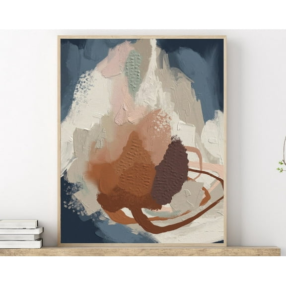 Neutral Abstract Art Painting Abstract Wall Art, Navy Blue Rust Terracotta Orange Art Print, Neutral Wall Art, Living Room Art Wall Art, Modern Wall Decor, 16x24 UNFRAMED