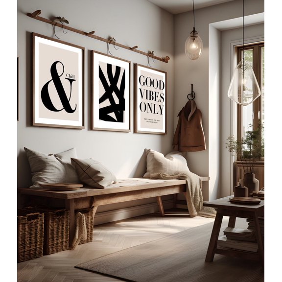 Neutral Abstract Art Prints Modern Art Abstract Art Good Vibes Only Chill Wall Art A4 A3 A3 A2 A1 Sizes Fast Delivery Poster Set 3