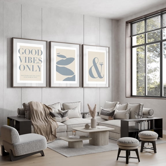 Neutral Abstract Art Prints Modern Art Abstract Art Good Vibes Only Chill Wall Art A4 A3 A3 A2 A1 Sizes Fast Delivery Poster Set 3