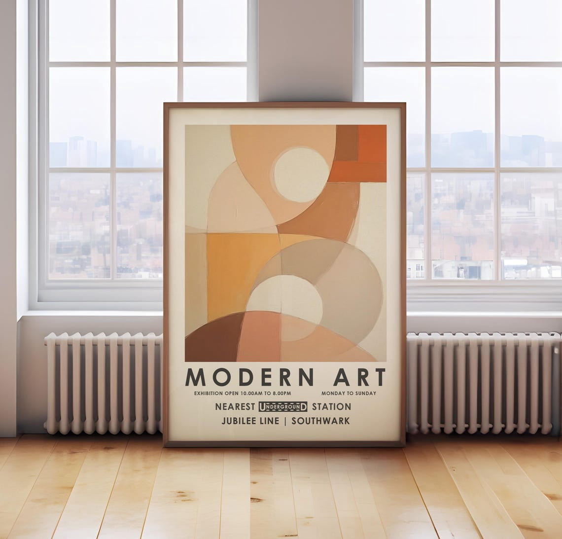 Neutral Abstract Burnt Orange London Exhibition Modern Beige Poster ...