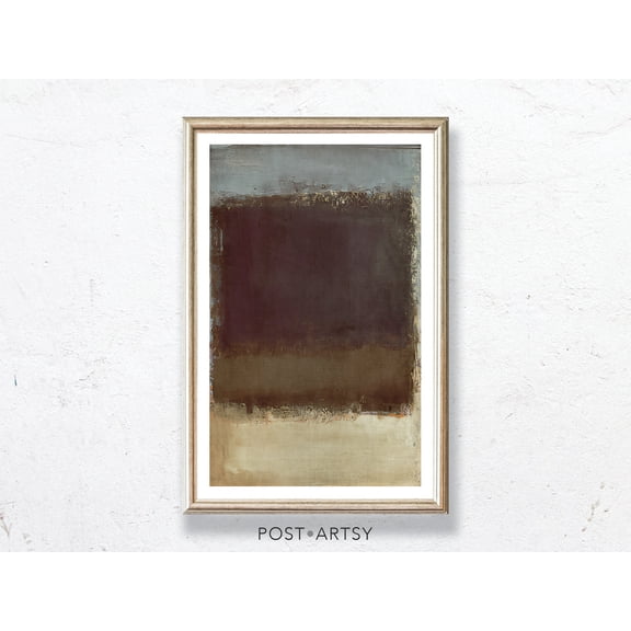 Neutral Abstract Colorfield Print, Muted Blue Brown Textured Wall Art