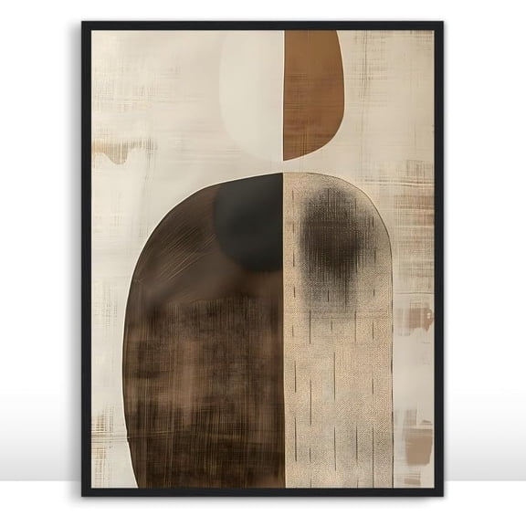 Neutral Abstract Figure Wall Art, Minimalist Geometric Artwork for Living Room or Office, Unframed Size 27x35 cm / 11x14″