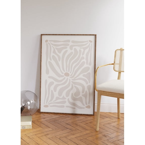 Neutral Abstract Floral Beige Boho Wall Art