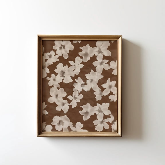 Neutral Abstract Floral Pattern Cottage Core Preppy Fall Wall Art Print, Curated Botanical Theme For Bedroom And Gallery Wall Decor