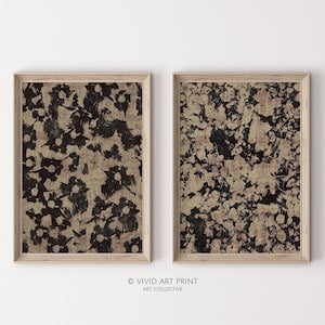 Neutral Abstract Floral Pattern Gallery Art Set, Minimalist Modern Botanical Textile , Vivid Art Print KF-226, Poster Only