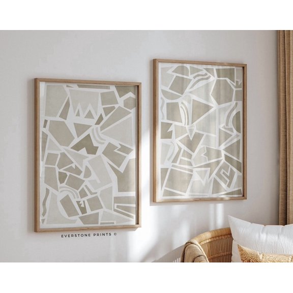 Neutral Abstract Geometric Set d Modern Forms Gallery Wall Abstract Shapes Geometric Art Set 2