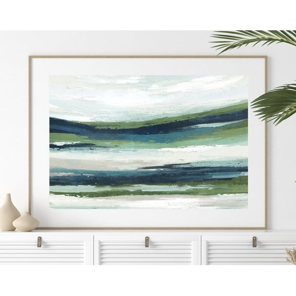 Neutral Abstract Landscape Art Painting Wall Art Blue And Green Coastal Beach Landscape Art Modern Minimalist Abstract Wall Art, Modern Wall Decor, 8x12 UNFRAMED