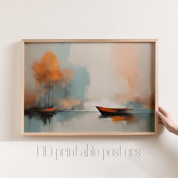 Neutral Abstract Landscape Print, Calming Minimalist Scenery Able Art Home Decor #1285, Unframed Poster Size 12x18