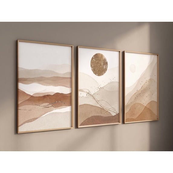 Neutral Abstract Landscape Wall Art Piece Beige Earth Tone Prints ...
