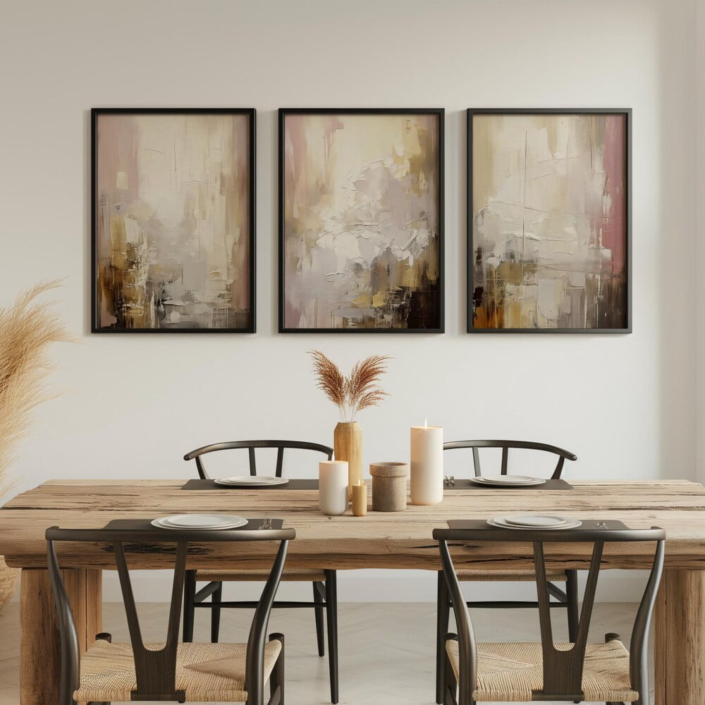 Neutral Abstract Mauve Beige Gold Triptych Modern Poster - Walmart.com