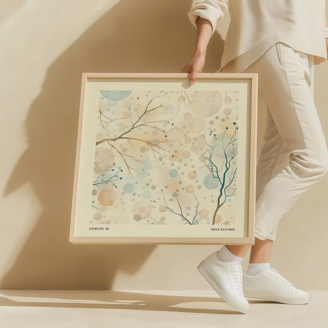 Neutral Abstract Nature Print Minimalist Tree Wall Art Pastel Dot ...
