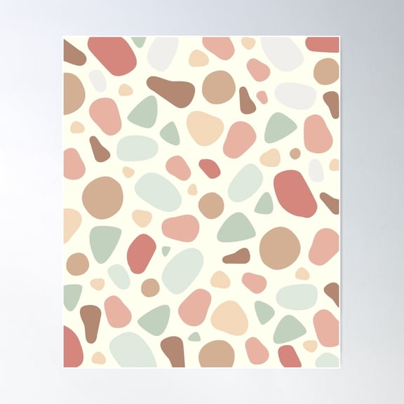 Neutral Abstract Shapes Terrazzo Marble Pattern Poster Wall Art, Modern Wall Decor For Living Room Bedroom, 8x12 UNFRAMED