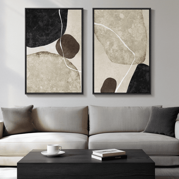Neutral Abstract Stone Shape Minimal Poster Set 2 Prints Set 2 , Poster Only