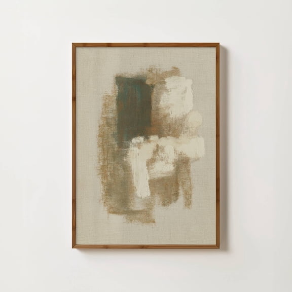 Neutral Abstract Wall Art Beige Green Textile Print Minimal Contemporary Sage Green Living Room Prints Art Home Decor #976, Unframed Canvas Size 12x18